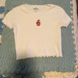 White baby tee with red Chinese dragon